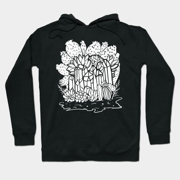 Witchy Cactus, Crystals, Succulents Hand Drawn Hoodie by LunaElizabeth
